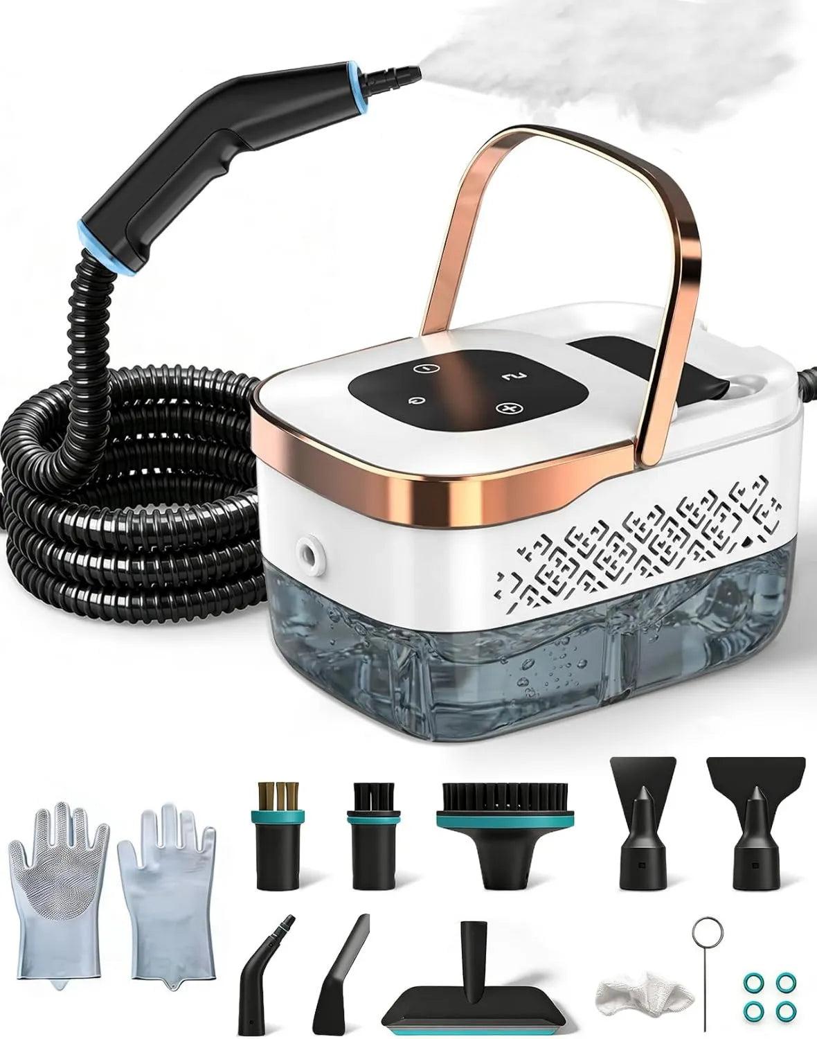 TechVizrs myjka parowa, Przenośne, 2500 W, 1250 ML, para, 6 prędkości, do domu i samochodu, Czyściciel