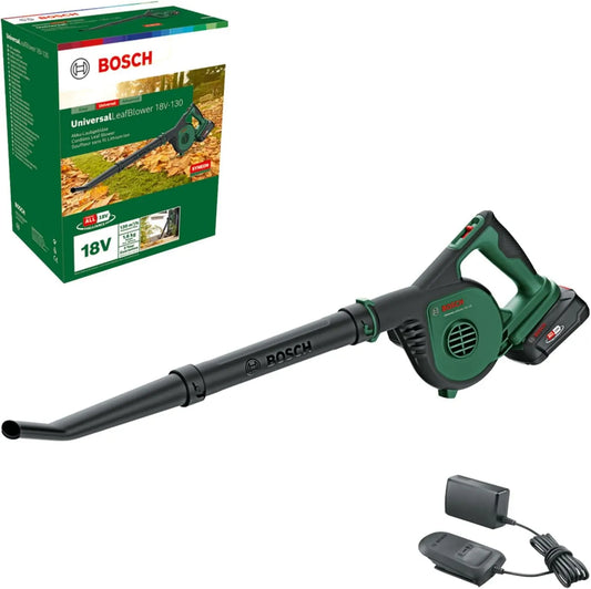Bosch, 18 V- 130 Bateria, Ładowarka, 18 V, bezprzewodowy, do szybkiego i łatwego czyszczenia ogrodu 18 V-130